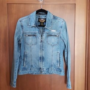 Harley Davidson denim jacket with zipper detail